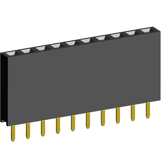 2.54mm PCB Socket Single Row Two Sides Contact Straight Dip Type.(H=11.0)